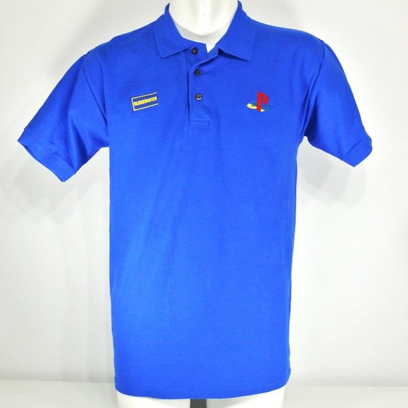 BLOCKBUSTER VIDEO Sony Playstation Vintage Employee Uniform Shirt Blue S Small - Picture 6 of 10
